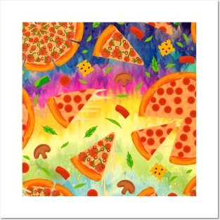 Rainbow Tie Dye Pizza Posters and Art